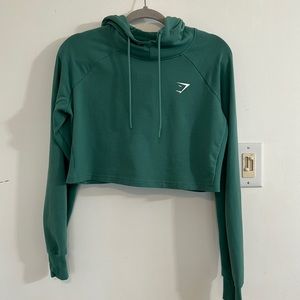 Green Gymshark Cropped Hoodie